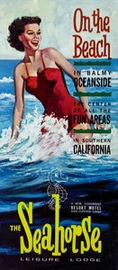 Folleto de viaje Seahorse Motel Oceanside CA mediados de siglo arquitectura moderna - Imagen 1 de 5