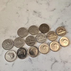 Lot Of 15 Canadian Nickels 1928 1936 1940 1967 1957 Vintage Era 5 Cent Coins - Picture 1 of 9
