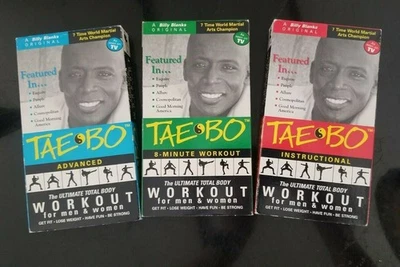 Billy Blanks TAE BO Workout Exercise Lot Set 3 VHS Tapes  Original 1998 - Image 1 of 3