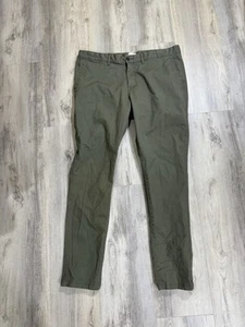 H&M skinny fit mens chino pant size 38/31 green all cotton flat front - Picture 1 of 5
