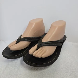 Olukai Damengröße 10 Leder-Flip-Flops Sandale "U'i" saharaschwarz Doppelriemen - Bild 1 von 16