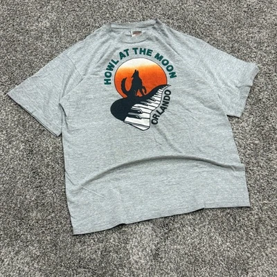 Vintage 90s Howl At The Moon Orlando T Shirt Tultex XL Gray Graphic Tee Mens XL - Image 1 of 3