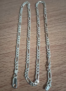 Vtg 925 Italy Sterling Silver 4mm Figaro Chain 24 1/4" Necklace - Picture 1 of 5