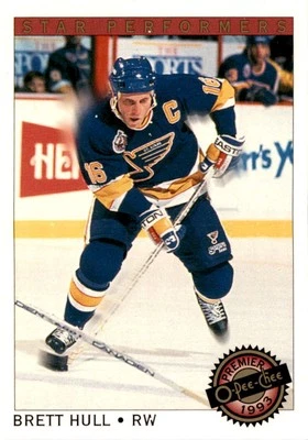 1992-93 O-Pee-Chee Premier #21 Brett Hull Pee-Chee Premier - Star Performers - Image 1 of 2