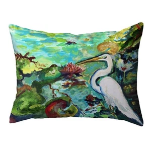 Egret & Waterlilies Noncorded Pillow - Picture 1 of 2
