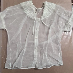 Blusa de cizalla blanca vintage años 50, 60. Talla L? Sweet Adeline 100 % nailon MCM - Imagen 1 de 8