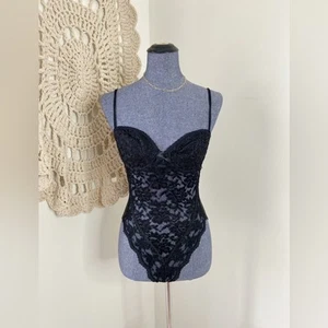 Victoria’s Secret Vintage Gold Label Black Lace Bodysuit Teddy Size 34C - Picture 1 of 4