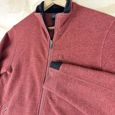 Ibex Fitted Full Zip Cardigan Sweater Jacket Men Medium Red Preppy Wool Vest Y2K - Image 1 of 4