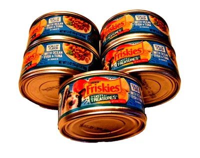 Purina Friskies Tasty Treasures Scallop Flavor w/Ocean Fish & Tuna 5.5 oz-Lot 5 - Image 1 of 4