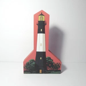 Vintage 1998 Hometowne Collectibles Tybee Island Leuchtturm GA Holzregal Sitter - Bild 1 von 12