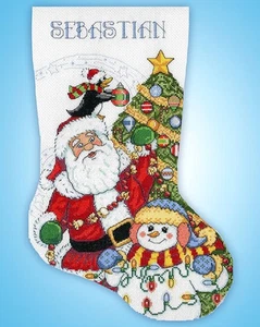 Kit de punto de cruz ~ Medias de Navidad para recortar el árbol de diseño funciona #DW6867 - Imagen 1 de 3