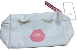 Simply Southern Vinyl Makeup Pouch Accessory White Face Lips 7"x4.5"x4" #CLAR - Picture 1 of 4