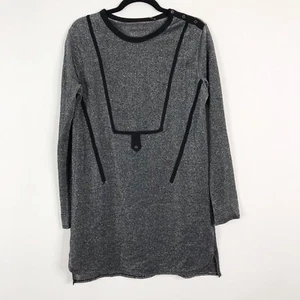 New Zadig & Voltaire Small S Silver Black Night Metallic Shift Dress Long Sleeve - Picture 1 of 10