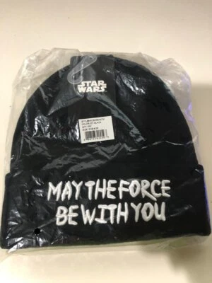 Disney Star Wars Gorro Negro Sombrero QUE LA FUERZA TE ACOMPAÑE Talla Única NUEVO Foto 1 de 2