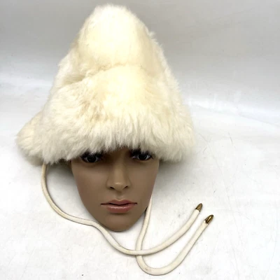 Sombrero para mujer Glen Bogie Herzfeld vintage años 60 piel de oveja marfil Foto 1 de 4