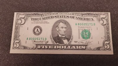 1974 $5 FRN Federal Reserve Note Off-center Error VF - Image 1 of 4