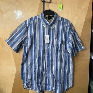 Vintage Tommy Hilfiger Herrenshirt XL extra groß blau gestreift kurzärmelig neu - Bild 1 von 12