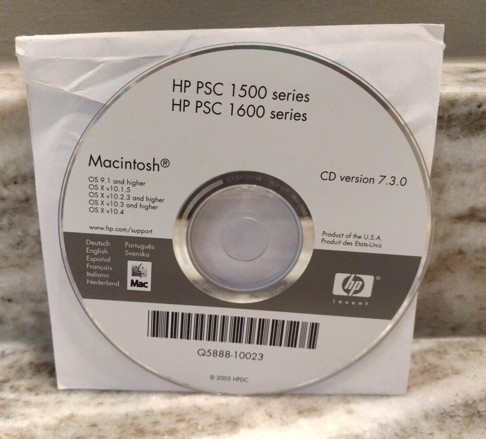 HP PSC 1500/1600 Macintosh Series Driver Disc Version 7.2 Q5888-10012 - Image 1 of 1