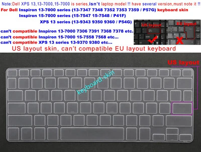 Keyboard Cover Skin for Dell Inspiron 13-7347 7348 7352 7353 7359 15-7547 7548 - Image 1 of 4