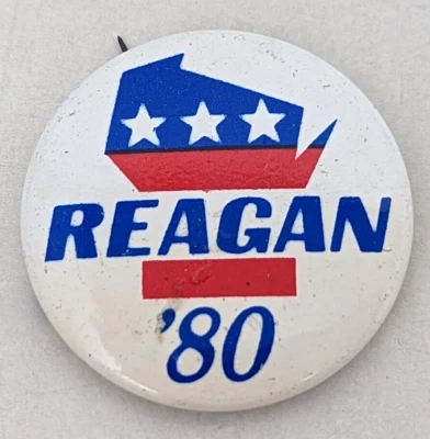 Prendedor insignia botón campaña presidencial Ronald Reagan 1980 de colección JK23 Foto 1 de 2