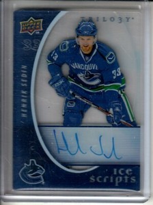 2008-09 Upper Deck Trilogy Ice Scripts #ISHS Henrik Sedin AUTO Vancouver Canucks