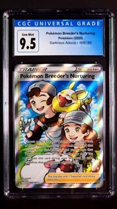 Pokemon Breeder's Nurturing Full Art 188/189 Darkness Ablaze Gem Mint CGC 9.5 - Picture 1 of 3