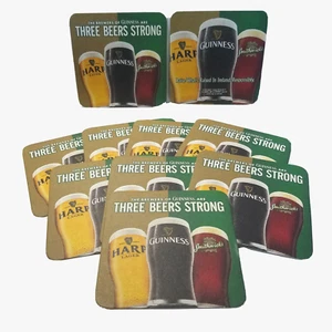 "Lote fuerte de 10 posavasas de cerveza Guinness Harp Smithwick's Three Beers 4"" x 4" - Imagen 1 de 3