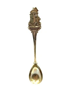 Cucchiaio souvenir argento vintage Frankenmuth Michigan manico inciso design B111 - Foto 1 di 4