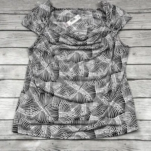 NUEVO CON ETIQUETAS Blusa Worthington Para Mujer Plus 1X Negra Blanca Manga Gorra Cuello Redondo Informal - Imagen 1 de 2