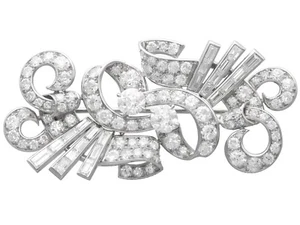Large 9.68ct Diamond and Platinum Brooch Art Deco Antique Circa 1925 - Picture 1 of 14