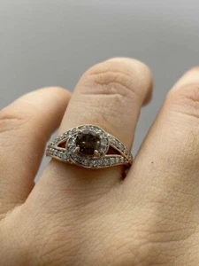 925 Sterling Silver 2Ct Round Lab Created Chocolate Diamond Engagement Ring - Picture 1 of 3