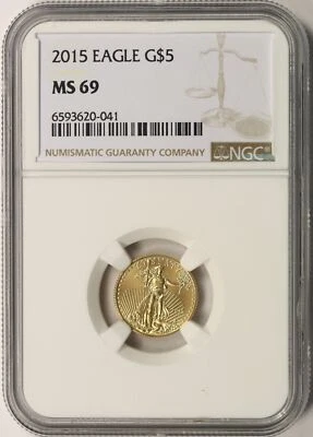 2015 $5 Gold American Eagle NGC MS69 1/10oz .9167 Fine - Image 1 of 4