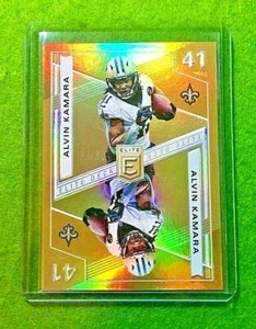 ALVIN KAMARA PRIZM CARD JERSEY #13 SAINTS GOLD #/10 SP REFRACTOR 2019 Elite Deck