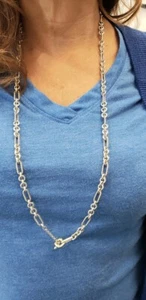 Vintage David Yurman Design oro 925 18kY Figaro cavo catena lunga interruttore XL 36" - Foto 1 di 8