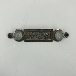 Broche de barra de piedra lunar amatista de plata esterlina 925 hecho a mano nativos americanos - Imagen 1 de 14