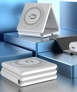 Wireless Charging Pad for iPhone Foldable, Compact 3 in 1 Wireless Charger Stand - Picture 1 of 4