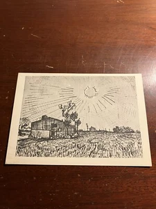 Postal artística de Vincent Van Gogh El sol y la casa en los campos - Imagen 1 de 2