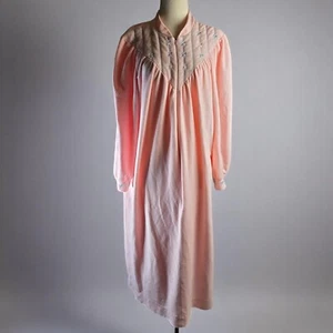 Vanity Fair Housecoat Size Large Pink Vintage Pajama Zip Nightgown Grandma Core - Picture 1 of 16