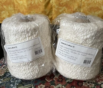Combed Cotton Peruvian Yarn Cones (2) brand new.  Imported by Henry’s Attic, Inc - Image 1 of 4