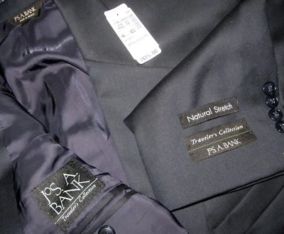 Jos. A. Bank TRAVELER'S COLLECTION MENS BLUE WOOL 2-BUTTON JACKET SIZE 46 R $575 - Image 1 of 4