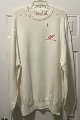Vintage Antigua Detroit Red Wings Cream Throwback Sweater Jersey Embroidered XXL - Image 1 of 4