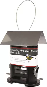 Garden Seed Wild Bird Feeder Hanging Metal 4 Port Table & Roof Easy Fill Outdoor - Picture 1 of 7