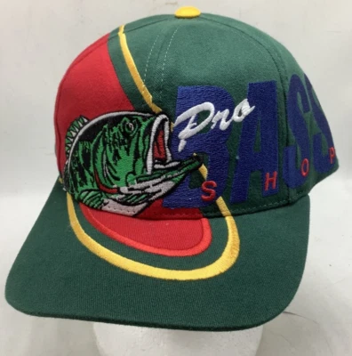 Gorra de pesca Bass Pro Shops rara bordada por todas partes logotipo grande sombrero mundo al aire libre Foto 1 de 4