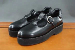 Aquatalia Malvina Women's 8 Black Leather Mary Jane Shoes Buckle Casual Loafers - Picture 1 of 10