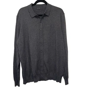 Paul Fredrick Shirt Mens XL Dark Gray Cardigan Silk Cashmere Blend Long Sleeve - Picture 1 of 11