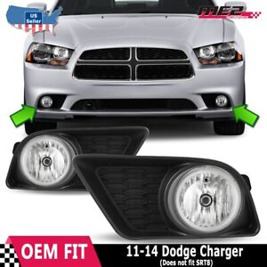Clear Bumper For 11-14 Dodge Charger PAIR 2011-2014 Fog Light Front Driving Lamp