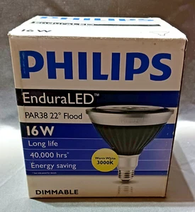 PHILIPS- EnduraLED Dimmable 16W PAR38 22 Degree Flood Light Bulb NIOB! - Picture 1 of 3