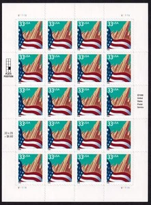 1999 Flag over City 33c definitive sheet of 20 Sc 3278 MNH plate number V1111 - Picture 1 of 1