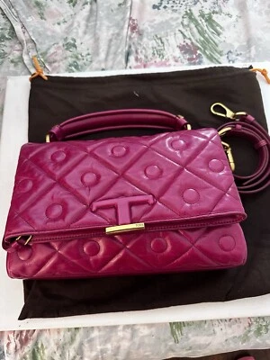 New Real Leather Bag By TODS,color Pink-Purple-10,5 Inch-8  Inch-STORE SAMPLE - Image 1 of 4