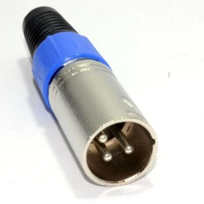 XLR Plug  Male Connector Black/ Blue 3 Pin  Metal  Foto 1 de 2